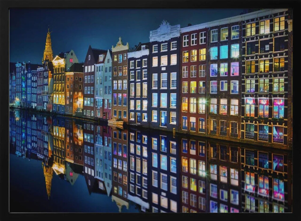 Framed Amsterdam Mirror Art by Juan Pablo de Miguel 24x36 Home Office Decor
